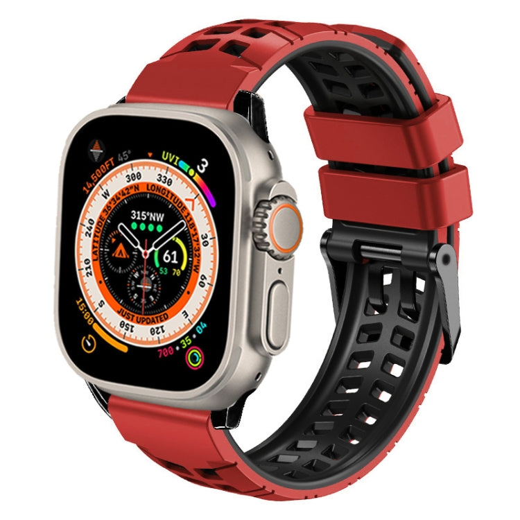 Pulseira de silicone com fivela dupla em sarja, para Apple Watch Ultra 49mm, para Apple Watch SE 2023 44mm, para Apple Watch SE 2023 40mm, para Apple Watch Ultra 2 49mm, para Apple Watch Series 9 45mm