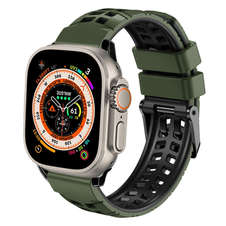 Pulseira de silicone com fivela dupla em sarja, para Apple Watch Ultra 49mm, para Apple Watch SE 2023 44mm, para Apple Watch SE 2023 40mm, para Apple Watch Ultra 2 49mm, para Apple Watch Series 9 45mm
