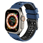 Pulseira de silicone com fivela dupla em sarja, para Apple Watch Ultra 49mm, para Apple Watch SE 2023 44mm, para Apple Watch SE 2023 40mm, para Apple Watch Ultra 2 49mm, para Apple Watch Series 9 45mm