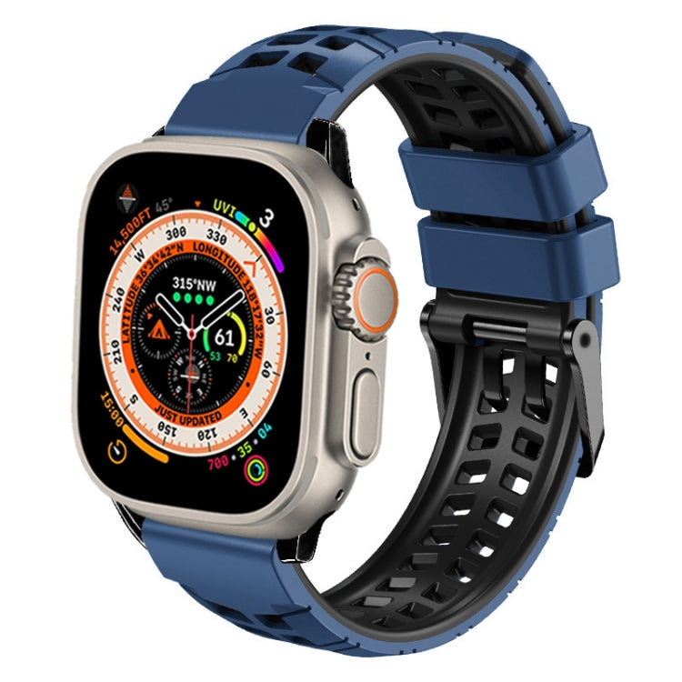 Pulseira de silicone com fivela dupla em sarja, para Apple Watch Ultra 49mm, para Apple Watch SE 2023 44mm, para Apple Watch SE 2023 40mm, para Apple Watch Ultra 2 49mm, para Apple Watch Series 9 45mm