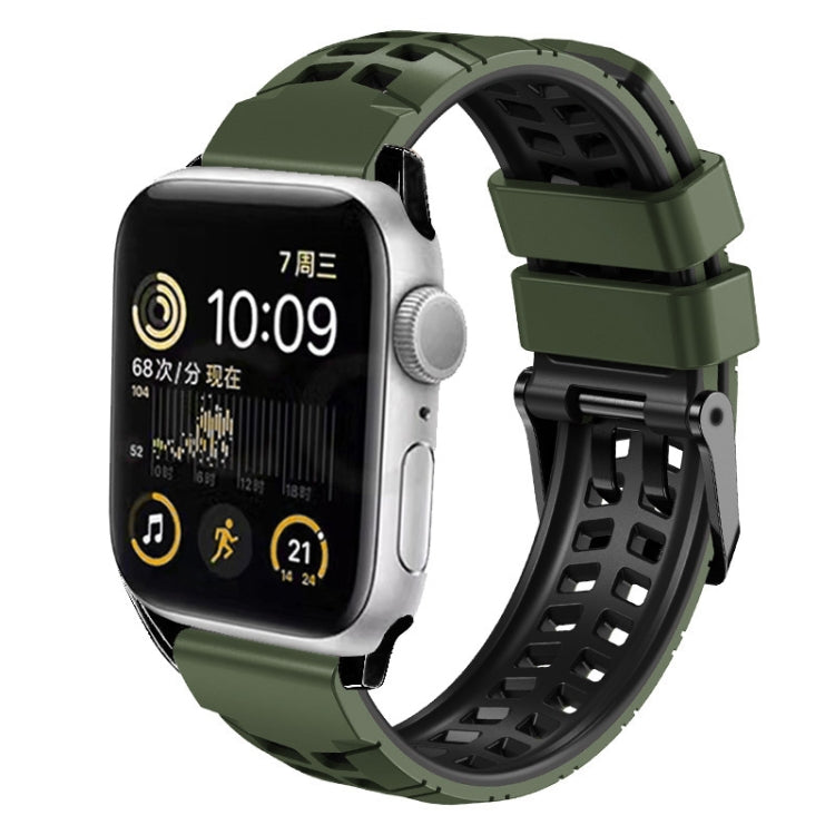 Pulseira de silicone com fivela dupla em sarja, para Apple Watch Ultra 49mm, para Apple Watch SE 2023 44mm, para Apple Watch SE 2023 40mm, para Apple Watch Ultra 2 49mm, para Apple Watch Series 9 45mm