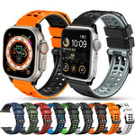 Pulseira de silicone com fivela dupla em sarja, para Apple Watch SE 40mm, para Apple Watch SE 44mm, para Apple Watch Series 7 41mm, para Apple Watch Series 7 45mm, para Apple Watch Series 6 40mm