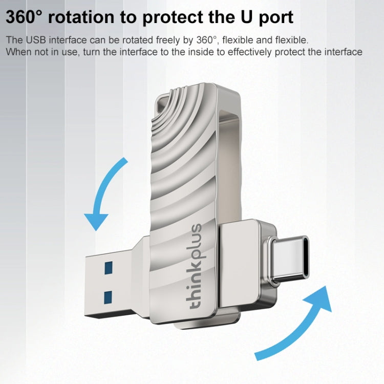 Pen drive Lenovo Thinkplus MU232 USB 3.2 + USB-C / Tipo-C com dupla cabeça, 64GB, 128GB, 256GB