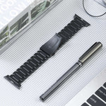 Correia de Relógio em Aço de Titânio com Cinco Contas, Para Apple Watch Série 6 44mm, Para Apple Watch Série 5 44mm, Para Apple Watch Série 5 40mm, Para Apple Watch Série 4 44mm, Para Apple Watch 42mm, Para Apple Watch Série 3 38mm, Para Apple Watch 38mm