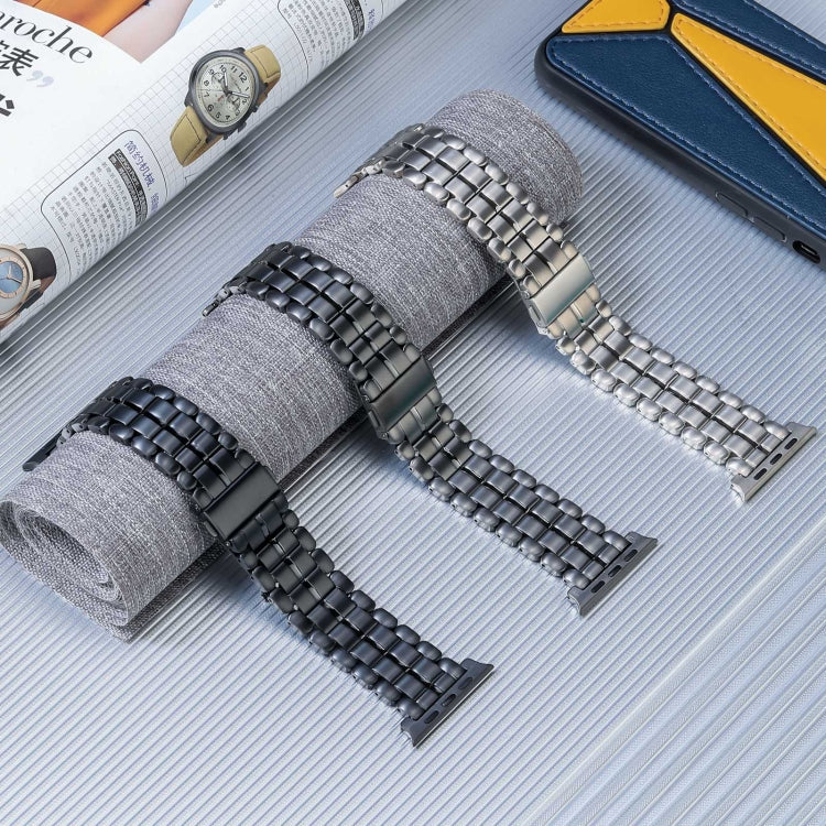 Correia de Relógio em Aço de Titânio com Cinco Contas, Para Apple Watch Série 6 44mm, Para Apple Watch Série 5 44mm, Para Apple Watch Série 5 40mm, Para Apple Watch Série 4 44mm, Para Apple Watch 42mm, Para Apple Watch Série 3 38mm, Para Apple Watch 38mm