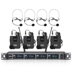 Sistema de Microfone Sem Fios XTUGA A140-B com 4 BodyPack, Microfone de Cabeça e Lavalier, A140-B