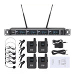 Sistema de Microfone Sem Fios XTUGA A140-B com 4 BodyPack, Microfone de Cabeça e Lavalier, A140-B