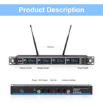 Sistema de Microfone Sem Fios XTUGA A140-B com 4 BodyPack, Microfone de Cabeça e Lavalier, A140-B