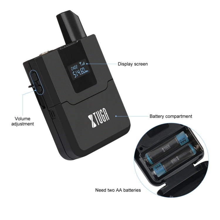 Sistema de Microfone Sem Fios XTUGA A140-B com 4 BodyPack, Microfone de Cabeça e Lavalier, A140-B