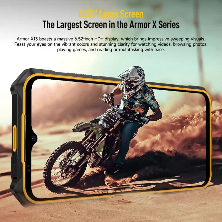 Ulefone Armor X13, telemóvel robusto IP68/IP69K, 6,52 polegadas Android 15 MediaTek Helio G36 Octa Core, Rede: 4G, NFC, OTG, 6GB+64GB