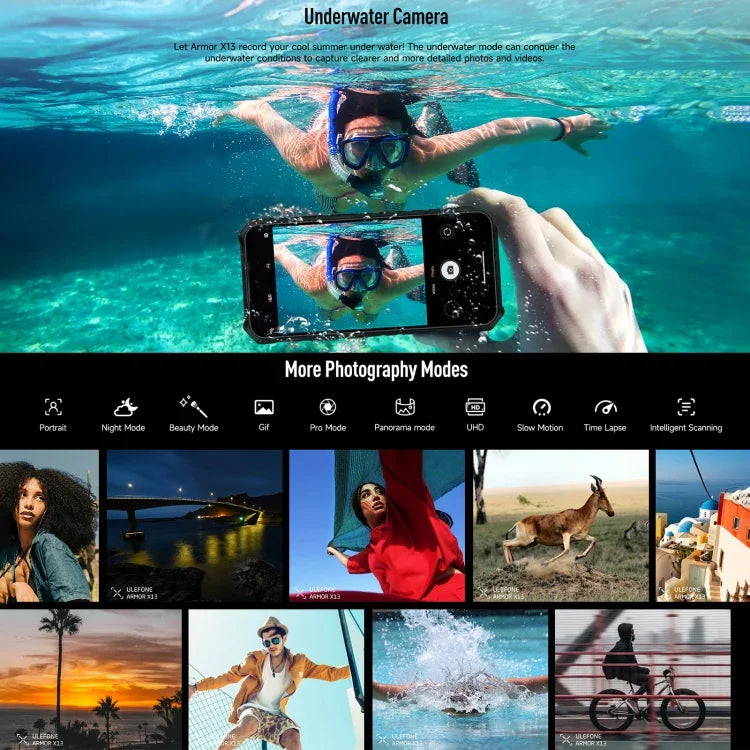 Ulefone Armor X13, telemóvel robusto IP68/IP69K, 6,52 polegadas Android 15 MediaTek Helio G36 Octa Core, Rede: 4G, NFC, OTG, 6GB+64GB