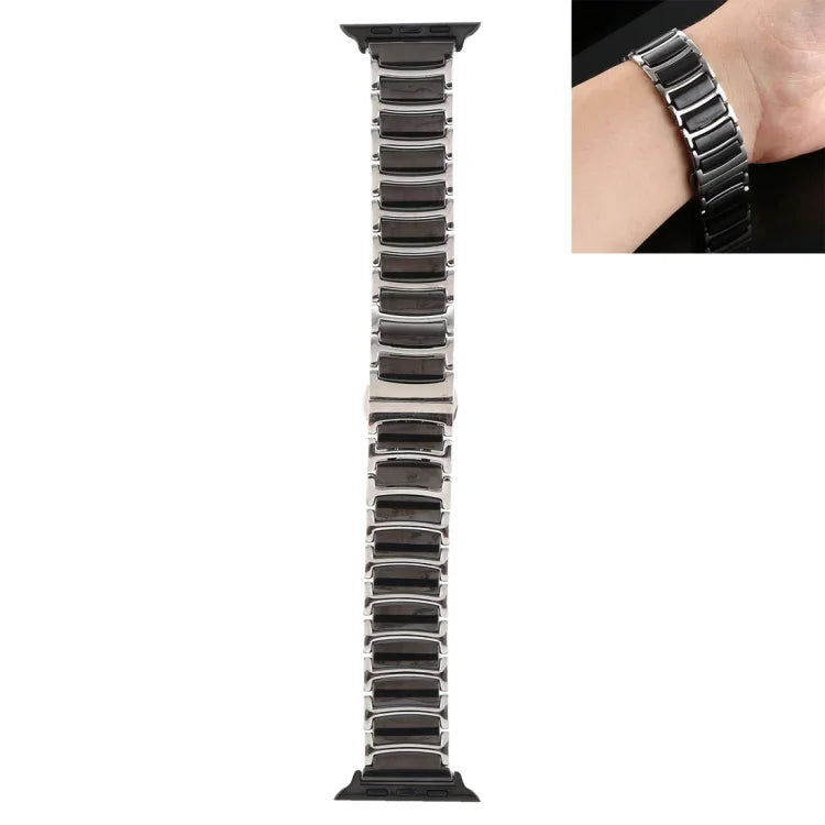 Correia de Relógio em Aço Cerâmico, Para Apple Watch Series 8&7 41mm / SE 2&6&SE&5&4 40mm / 3&2&1 38mm, Para Apple Watch Series 7 45mm / 6 & SE & 5 & 4 44mm / 3 & 2 & 1 42mm, Para Apple Watch Series 7 41mm / 6 & SE & 5 & 4 40mm / 3 & 2 & 1 38mm