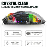 XUNFOX XYH20RGB Rato Gaming Transparente com Luz RGB 2400DPI 2.4G + BT + Com Fios