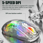 XUNFOX XYH20RGB Rato Gaming Transparente com Luz RGB 2400DPI 2.4G + BT + Com Fios