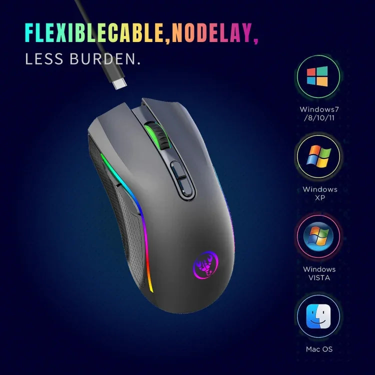 HXSJ T69 Rato Sem Fios RGB 2.4GHz 4800DPI, T69