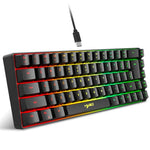 HXSJ V200 Teclado Mecânico RGB Retroiluminado com Fios 68 Teclas, Comprimento do Cabo: 1,7m, V200 Preto, V200 Branco