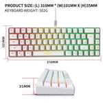 HXSJ V200 Teclado Mecânico RGB Retroiluminado com Fios 68 Teclas, Comprimento do Cabo: 1,7m, V200 Preto, V200 Branco