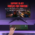 HXSJ V200 Teclado Mecânico RGB Retroiluminado com Fios 68 Teclas, Comprimento do Cabo: 1,7m, V200 Preto, V200 Branco