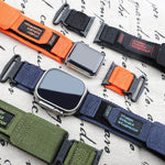 Pulseira de nylon AW em duas secções, para Apple Watch Series 7 41mm, para Apple Watch Series 7 45mm, para Apple Watch SE 40mm, para Apple Watch SE 44mm, para Apple Watch Series 6 40mm, para Apple Watch Series 6 44mm, para Apple Watch Series 5 44mm