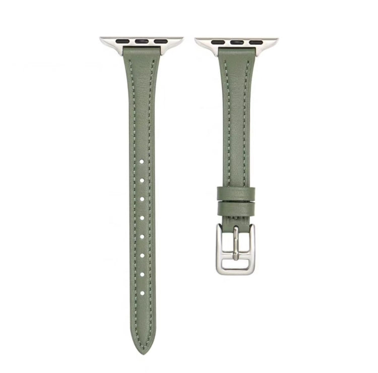 Pulseira fina em pele genuína em forma de T, para Apple Watch Series 9 41mm, para Apple Watch Ultra 49mm, para Apple Watch Series 8 41mm, para Apple Watch Series 8 45mm, para Apple Watch SE 2022 40mm, para Apple Watch SE 2022 44mm