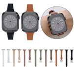 Pulseira fina em pele genuína em forma de T, para Apple Watch Series 9 41mm, para Apple Watch Ultra 49mm, para Apple Watch Series 8 41mm, para Apple Watch Series 8 45mm, para Apple Watch SE 2022 40mm, para Apple Watch SE 2022 44mm