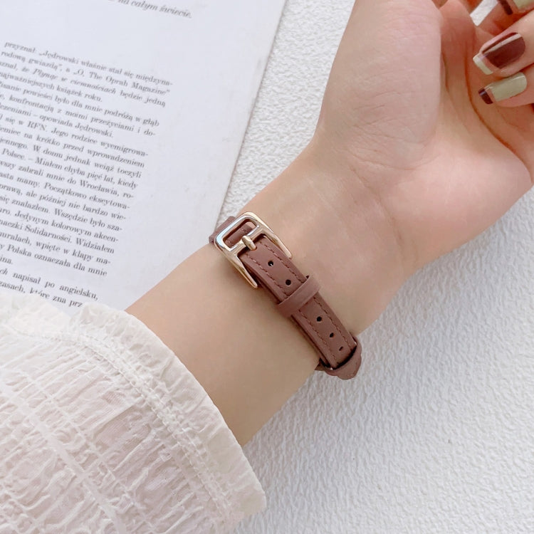 Pulseira fina em pele genuína em forma de T, para Apple Watch Series 9 41mm, para Apple Watch Ultra 49mm, para Apple Watch Series 8 41mm, para Apple Watch Series 8 45mm, para Apple Watch SE 2022 40mm, para Apple Watch SE 2022 44mm
