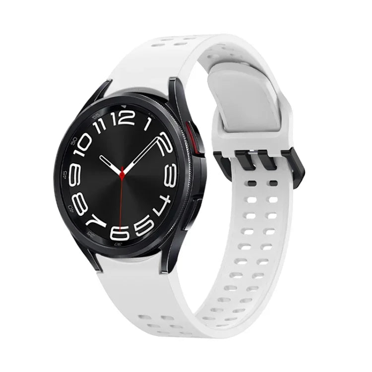 Pulseira de Relógio em Silicone de Cor Sólida com Dupla Fileira de Furos, Para Samsung Galaxy Watch 6