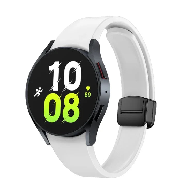 Pulseira de Relógio em Silicone com Fivela Preta Dobrável Magnética, Para Samsung Galaxy Watch 6