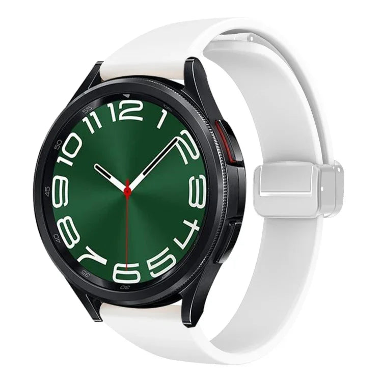 Pulseira de Relógio Slim em Silicone com Fivela Prateada Magnética, Para Samsung Galaxy Watch 6 / 6 Classic