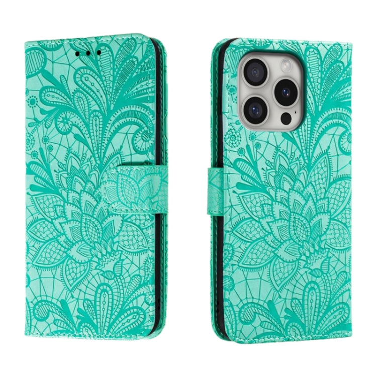 Capa de telemóvel em pele com flip e relevo de flor de renda, para iPhone 17e / 16e, para iPhone 17 Pro Max, para iPhone 17 Pro, para iPhone 17, para iPhone Air, para iPhone 16 Pro Max, para iPhone 16 Pro, para iPhone 16 Plus