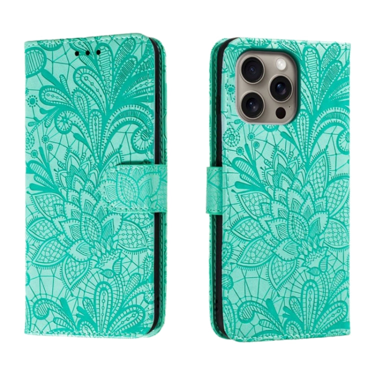 Capa de telemóvel em pele com flip e relevo de flor de renda, para iPhone 17e / 16e, para iPhone 17 Pro Max, para iPhone 17 Pro, para iPhone 17, para iPhone Air, para iPhone 16 Pro Max, para iPhone 16 Pro, para iPhone 16 Plus