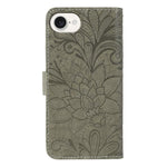 Capa de telemóvel em pele com flip e relevo de flor de renda, para iPhone 17e / 16e, para iPhone 17 Pro Max, para iPhone 17 Pro, para iPhone 17, para iPhone Air, para iPhone 16 Pro Max, para iPhone 16 Pro, para iPhone 16 Plus