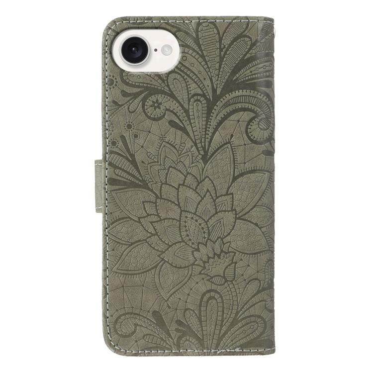 Capa de telemóvel em pele com flip e relevo de flor de renda, para iPhone 17e / 16e, para iPhone 17 Pro Max, para iPhone 17 Pro, para iPhone 17, para iPhone Air, para iPhone 16 Pro Max, para iPhone 16 Pro, para iPhone 16 Plus