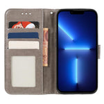 Capa de telemóvel em pele com flip e relevo de flor de renda, para iPhone 17e / 16e, para iPhone 17 Pro Max, para iPhone 17 Pro, para iPhone 17, para iPhone Air, para iPhone 16 Pro Max, para iPhone 16 Pro, para iPhone 16 Plus