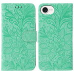Capa de telemóvel em pele com flip e relevo de flor de renda, para iPhone 17e / 16e, para iPhone 17 Pro Max, para iPhone 17 Pro, para iPhone 17, para iPhone Air, para iPhone 16 Pro Max, para iPhone 16 Pro, para iPhone 16 Plus
