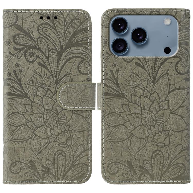 Capa de telemóvel em pele com flip e relevo de flor de renda, para iPhone 17e / 16e, para iPhone 17 Pro Max, para iPhone 17 Pro, para iPhone 17, para iPhone Air, para iPhone 16 Pro Max, para iPhone 16 Pro, para iPhone 16 Plus