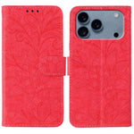 Capa de telemóvel em pele com flip e relevo de flor de renda, para iPhone 17e / 16e, para iPhone 17 Pro Max, para iPhone 17 Pro, para iPhone 17, para iPhone Air, para iPhone 16 Pro Max, para iPhone 16 Pro, para iPhone 16 Plus