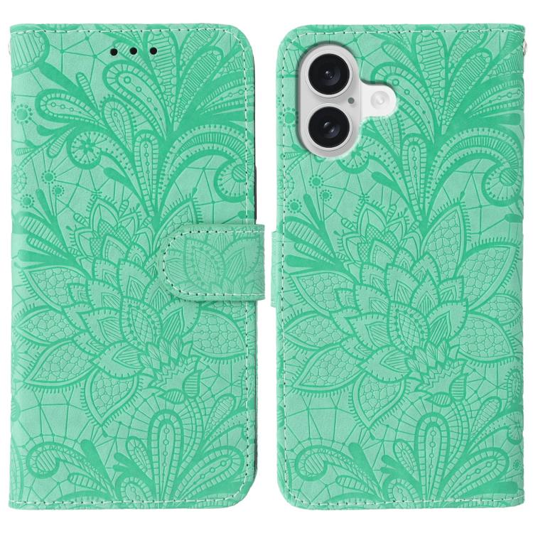 Capa de telemóvel em pele com flip e relevo de flor de renda, para iPhone 17e / 16e, para iPhone 17 Pro Max, para iPhone 17 Pro, para iPhone 17, para iPhone Air, para iPhone 16 Pro Max, para iPhone 16 Pro, para iPhone 16 Plus