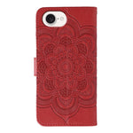Capa de telemóvel em pele com relevo Mandala do Sol, para iPhone 16e / 17e, para iPhone 17 Pro Max, para iPhone 17 Pro, para iPhone 17, para iPhone Air, para iPhone 15 Pro Max