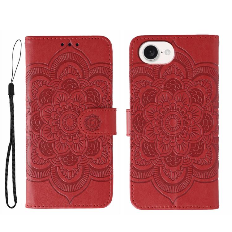 Capa de telemóvel em pele com relevo Mandala do Sol, para iPhone 16e / 17e, para iPhone 17 Pro Max, para iPhone 17 Pro, para iPhone 17, para iPhone Air, para iPhone 15 Pro Max