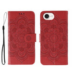 Capa de telemóvel em pele com relevo Mandala do Sol, para iPhone 16e / 17e, para iPhone 17 Pro Max, para iPhone 17 Pro, para iPhone 17, para iPhone Air, para iPhone 15 Pro Max