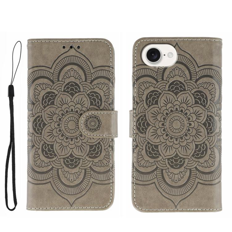 Capa de telemóvel em pele com relevo Mandala do Sol, para iPhone 16e / 17e, para iPhone 17 Pro Max, para iPhone 17 Pro, para iPhone 17, para iPhone Air, para iPhone 15 Pro Max