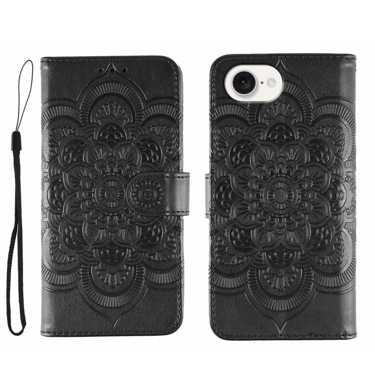 Capa de telemóvel em pele com relevo Mandala do Sol, para iPhone 16e / 17e, para iPhone 17 Pro Max, para iPhone 17 Pro, para iPhone 17, para iPhone Air, para iPhone 15 Pro Max