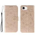 Capa de telemóvel em pele com relevo Mandala do Sol, para iPhone 16e / 17e, para iPhone 17 Pro Max, para iPhone 17 Pro, para iPhone 17, para iPhone Air, para iPhone 15 Pro Max