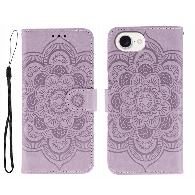 Capa de telemóvel em pele com relevo Mandala do Sol, para iPhone 16e / 17e, para iPhone 17 Pro Max, para iPhone 17 Pro, para iPhone 17, para iPhone Air, para iPhone 15 Pro Max