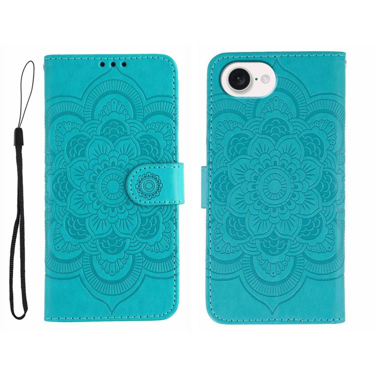 Capa de telemóvel em pele com relevo Mandala do Sol, para iPhone 16e / 17e, para iPhone 17 Pro Max, para iPhone 17 Pro, para iPhone 17, para iPhone Air, para iPhone 15 Pro Max