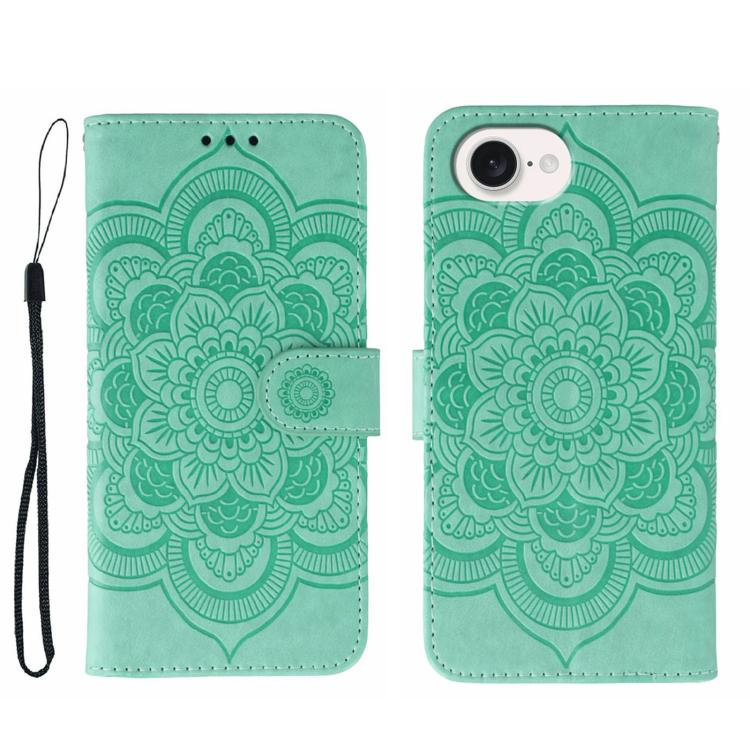Capa de telemóvel em pele com relevo Mandala do Sol, para iPhone 16e / 17e, para iPhone 17 Pro Max, para iPhone 17 Pro, para iPhone 17, para iPhone Air, para iPhone 15 Pro Max