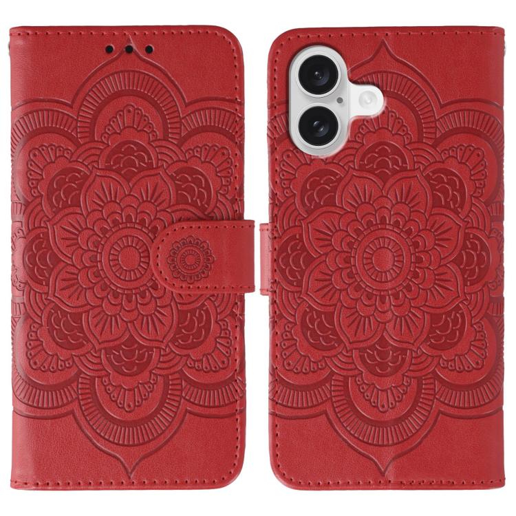 Capa de telemóvel em pele com relevo Mandala do Sol, para iPhone 16e / 17e, para iPhone 17 Pro Max, para iPhone 17 Pro, para iPhone 17, para iPhone Air, para iPhone 15 Pro Max