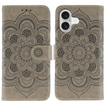 Capa de telemóvel em pele com relevo Mandala do Sol, para iPhone 16e / 17e, para iPhone 17 Pro Max, para iPhone 17 Pro, para iPhone 17, para iPhone Air, para iPhone 15 Pro Max