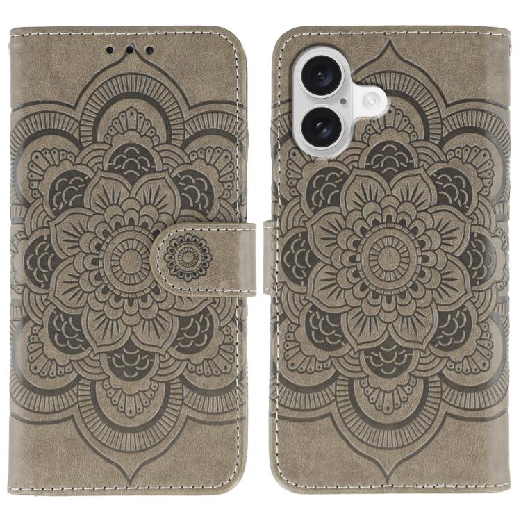 Capa de telemóvel em pele com relevo Mandala do Sol, para iPhone 16e / 17e, para iPhone 17 Pro Max, para iPhone 17 Pro, para iPhone 17, para iPhone Air, para iPhone 15 Pro Max